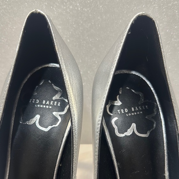 Ted Baker London Silver Stiletto Heels with Bow - Picture 2 of 8